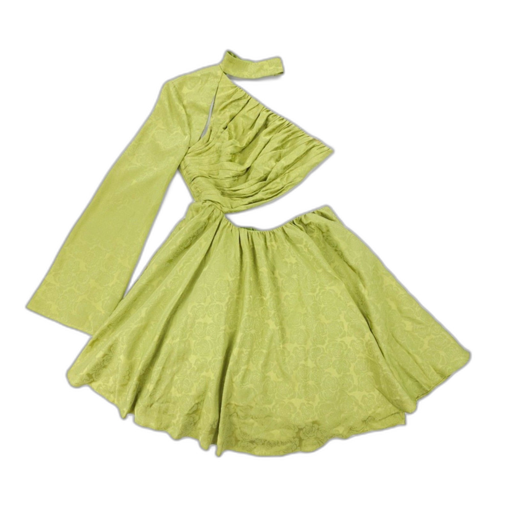 NEW Fame & Partners Asymmetric Mini Dress Green Fairy Whimsical Ethereal Boho 2